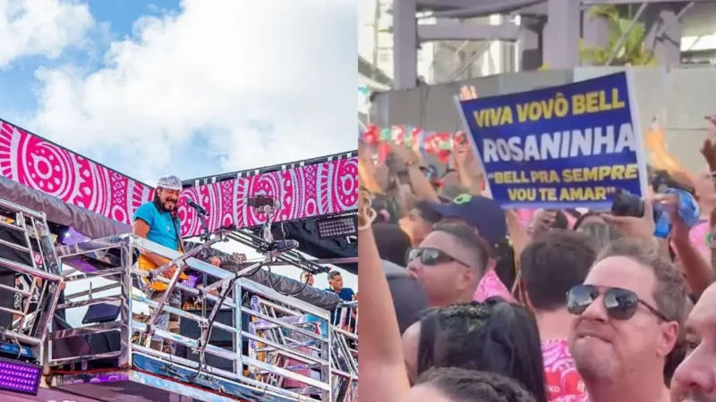 Foliões celebram gravidez de Pati Guerra no Bloco da Quinta: “Viva vovô Bell”