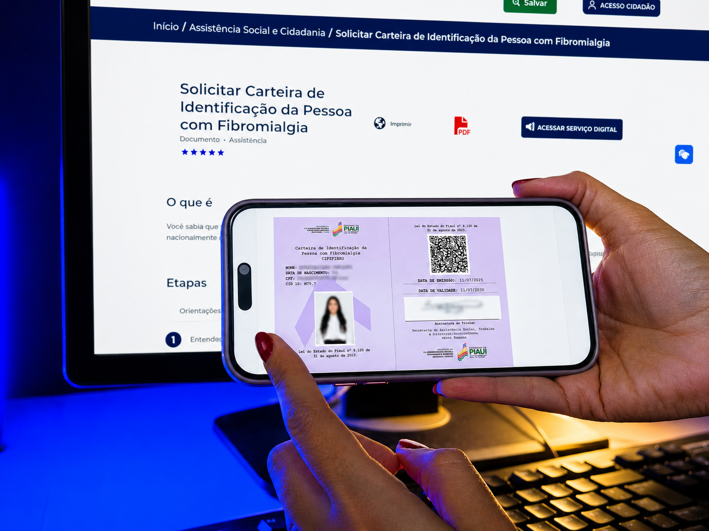 Gov.pi Cidadão facilita emissão da Carteira de Identificação da Pessoa com Fibromialgia no Piauí; veja como solicitar