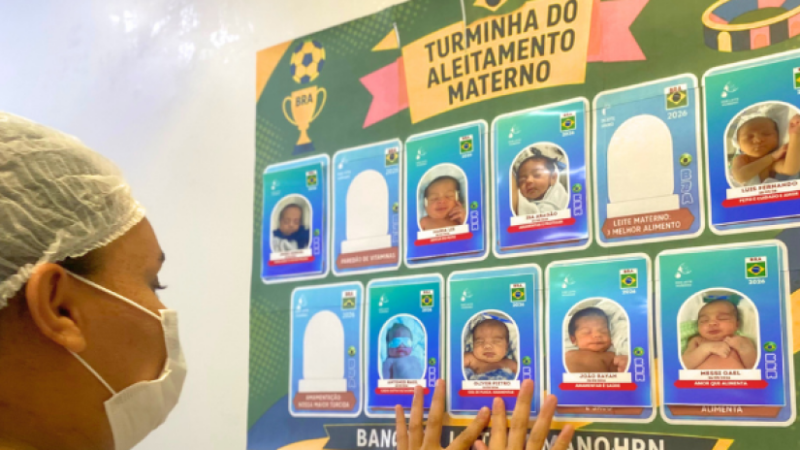 Time do ‘tetê’ em campo: HRN transforma bebês em figurinhas da Copa para incentivar aleitamento