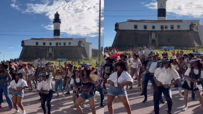 Fãs homenageiam Beyoncé com flash mob de ‘Texas Hold ‘Em’ em ponto turístico de Salvador; VÍDEO