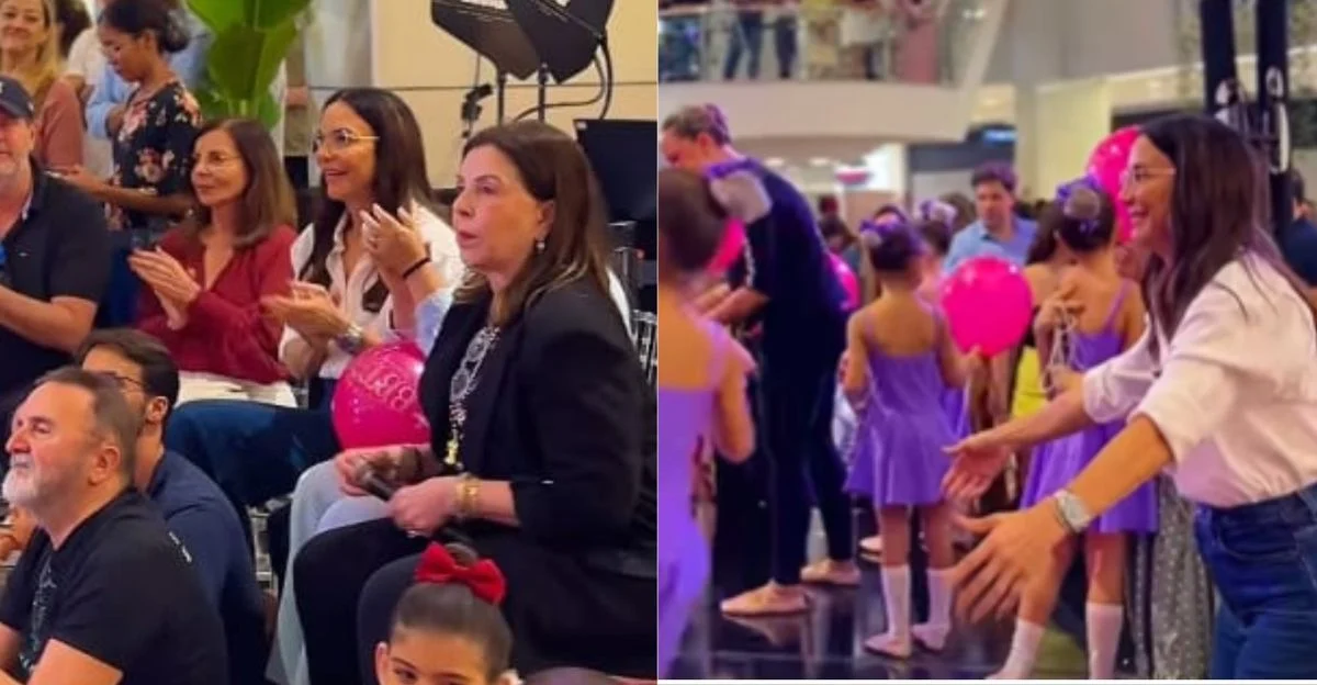 Ivete Sangalo aparece de surpresa em shopping de Salvador para assistir apresentação das filhas