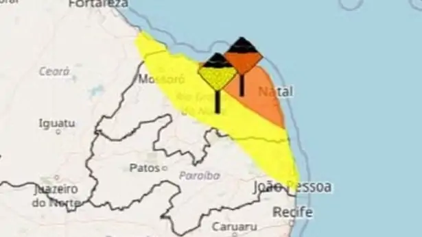 Inmet renova alertas de chuvas intensas com acúmulo de até 100 mm/dia no RN