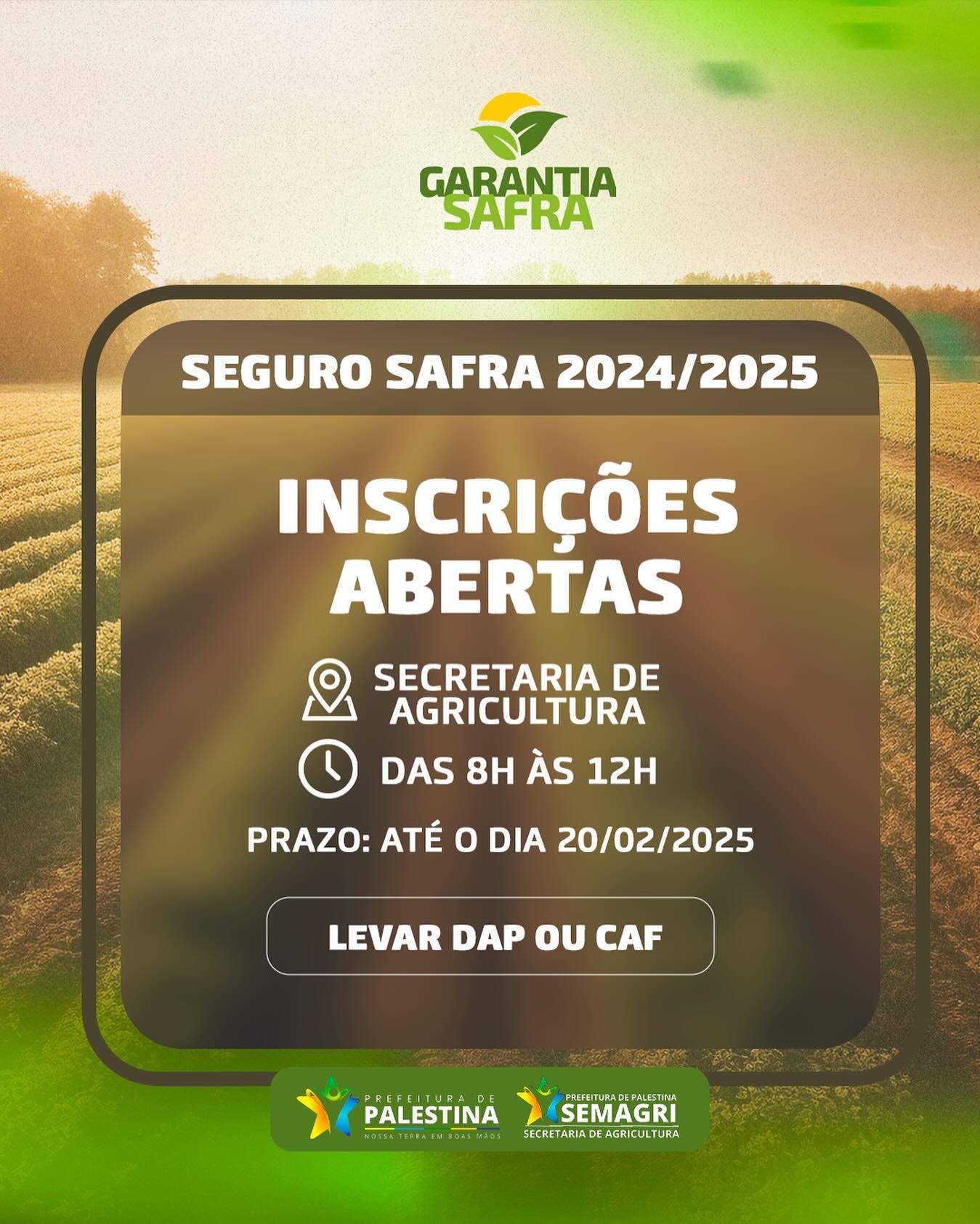 Programa Garantia-Safra está com inscrições abertas para ano agrícola 24/25