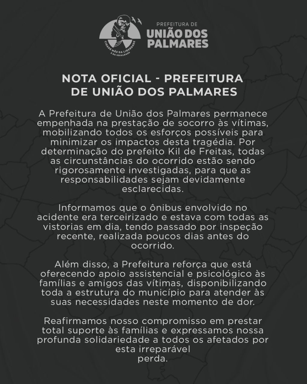 Nota Oficial Prefeitura de União dos Palmares