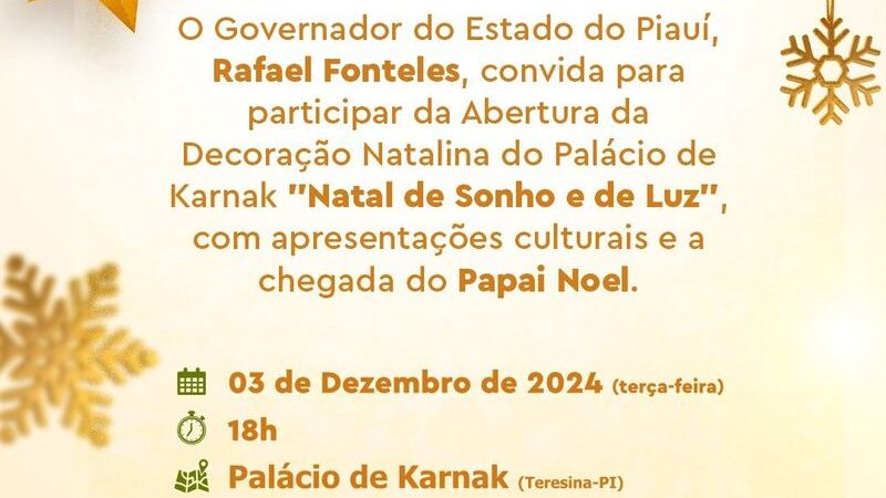 Abertura da decoração natalina do Palácio de Karnak acontece nesta terça-feira (3)