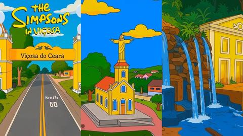 Cidade do Ceará viraliza ao se inspirar em Os Simpsons para recriar paisagens locais;