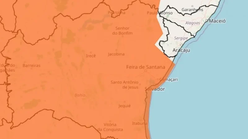 Bahia quase toda está sob alerta de chuvas intensas; Extremo Sul do estado tem risco maior