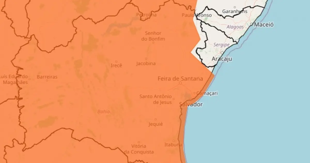 Bahia quase toda está sob alerta de chuvas intensas; Extremo Sul do estado tem risco maior