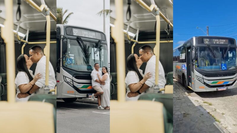 Casamento no Litoral Sul da Paraíba viraliza após noiva chegar de ônibus ao local da cerimônia